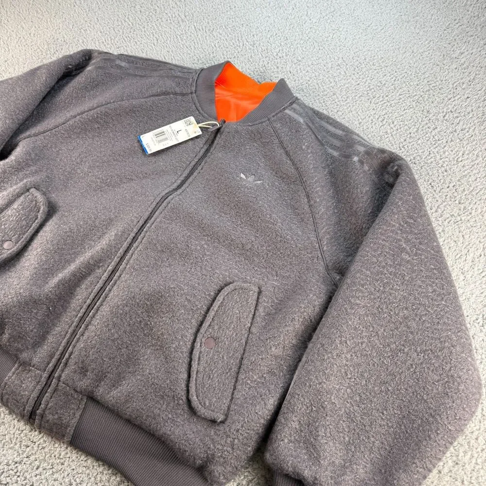 Adidas Reversible Superstar Bomber Jacket Mens Large Grey Orange Originals Loose